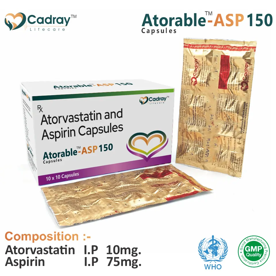 Atorvastatin 10mg Aspirin 150mg Capsule best price for PCD pharma franchise